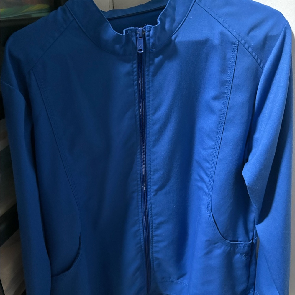 Blue Zip-Up Scrub Jacket
